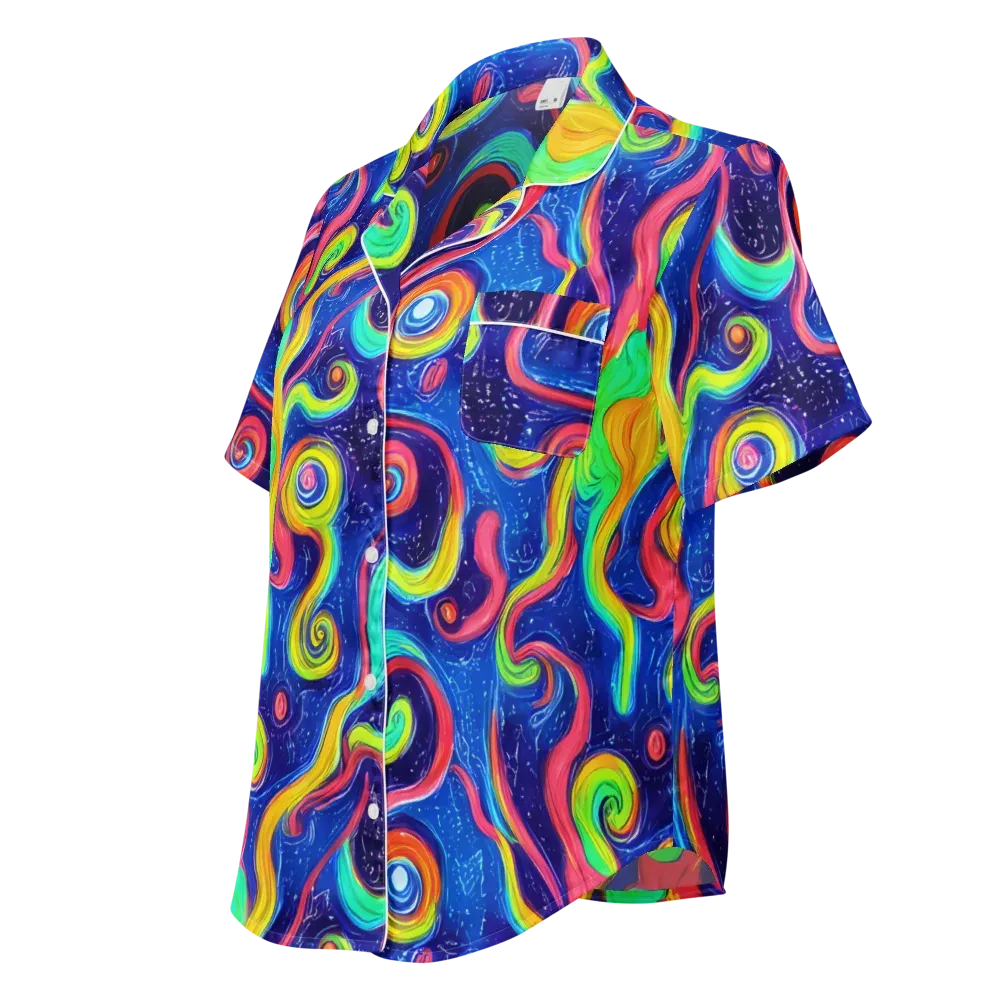 Celestial Ripple on Women's Short Sleeve Pajama Top — Left Front