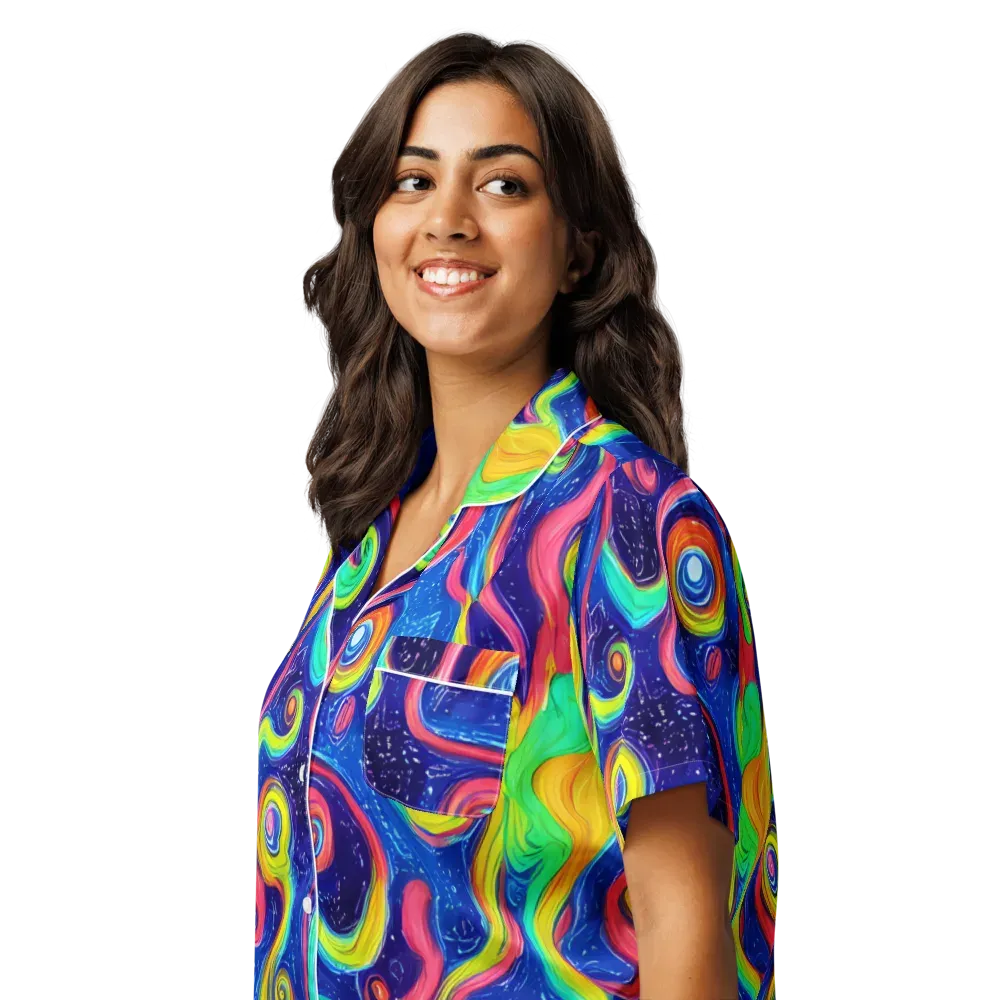 Celestial Ripple on Women's Short Sleeve Pajama Top — Left Front