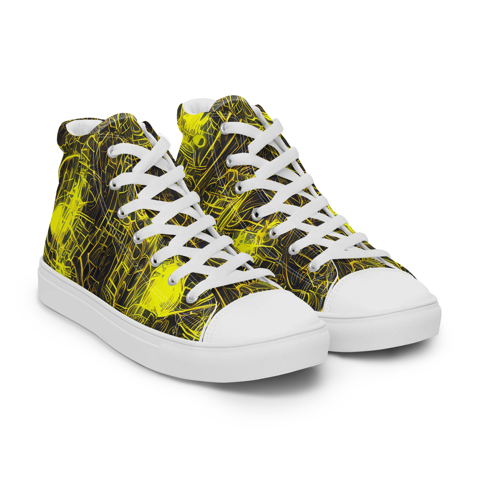 Acid Architecture on Men's High Top Canvas Shoes — Right Front