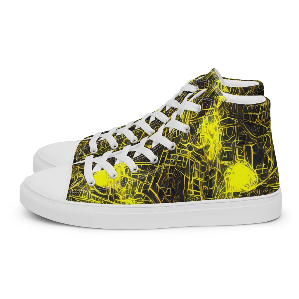 Acid Architecture on Men's High Top Canvas Shoes — Left