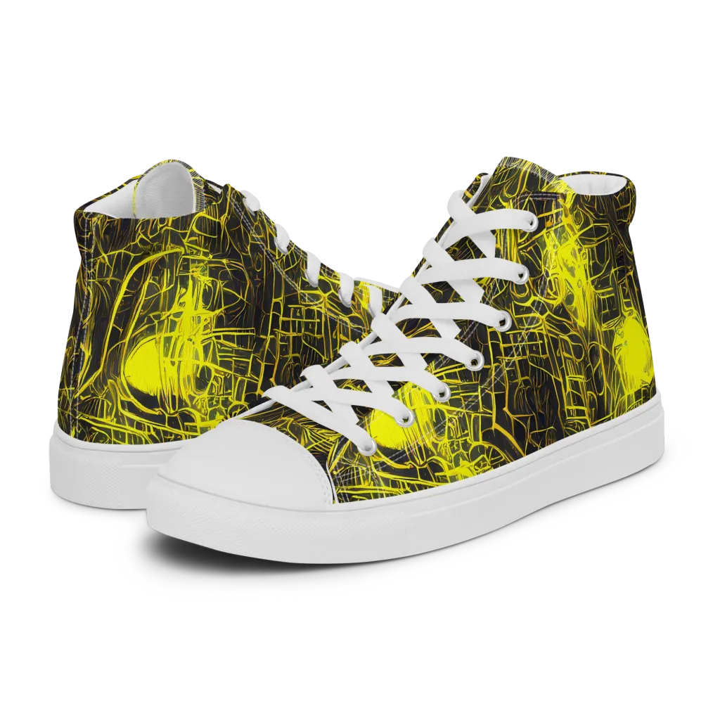 Acid Architecture on Men's High Top Canvas Shoes — Left