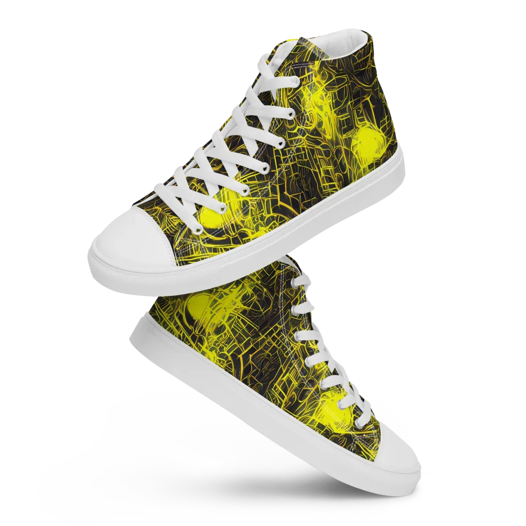 Acid Architecture on Men's High Top Canvas Shoes — Front