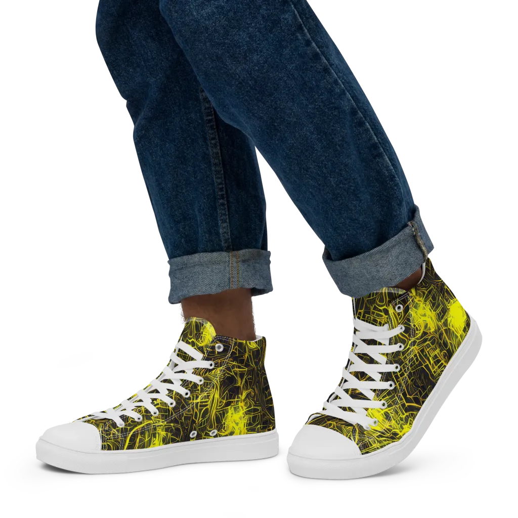 Acid Architecture on Men's High Top Canvas Shoes — Left