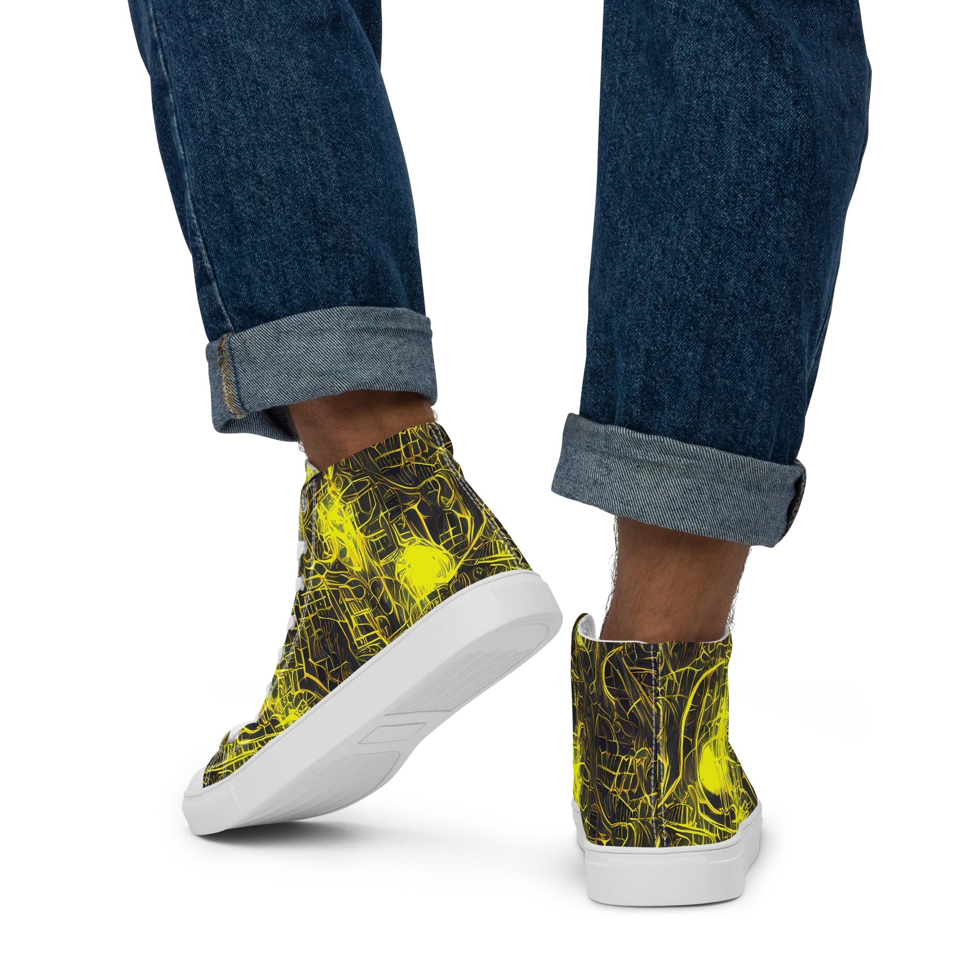 Acid Architecture on Men's High Top Canvas Shoes — Back