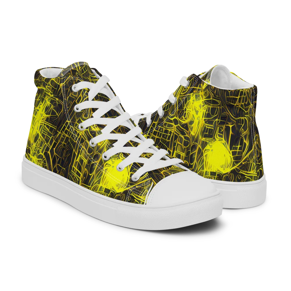 Acid Architecture on Women's High Top Canvas Shoes — Right
