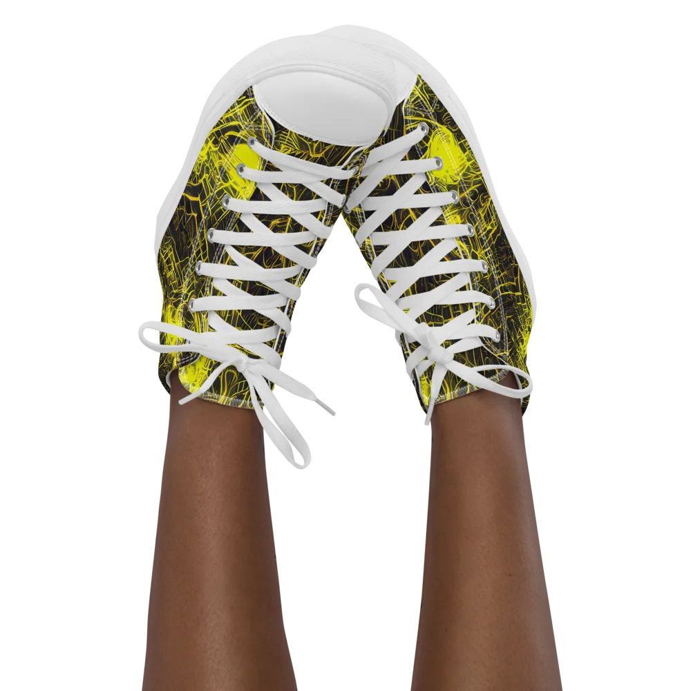 Acid Architecture on Women's High Top Canvas Shoes — Front