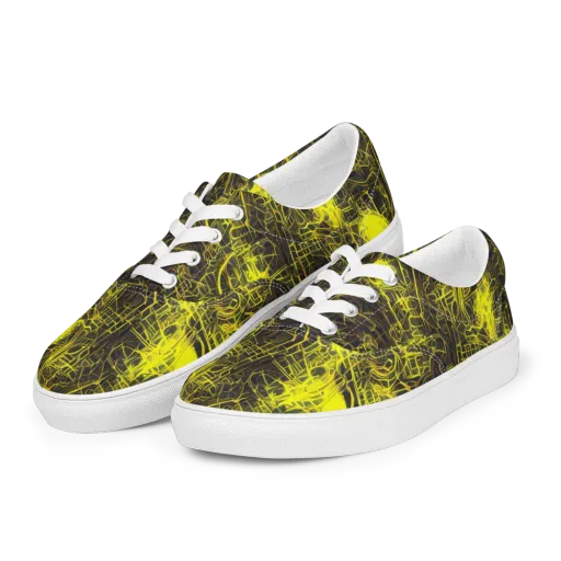 Acid Architecture on a Men's Lace-Up Canvas Shoes