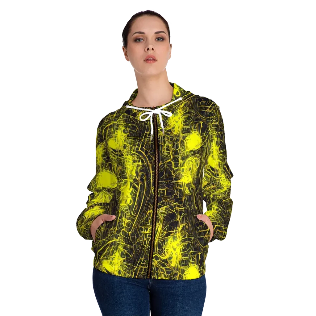 Acid Architecture on Women's Full-Zip Hoodie — Front On Person