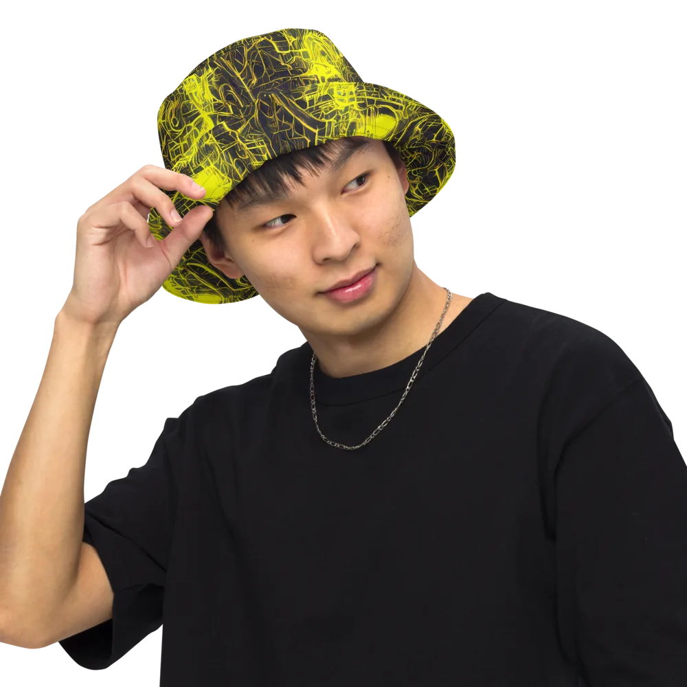 Acid Architecture on Reversible Bucket Hat — Front Inside