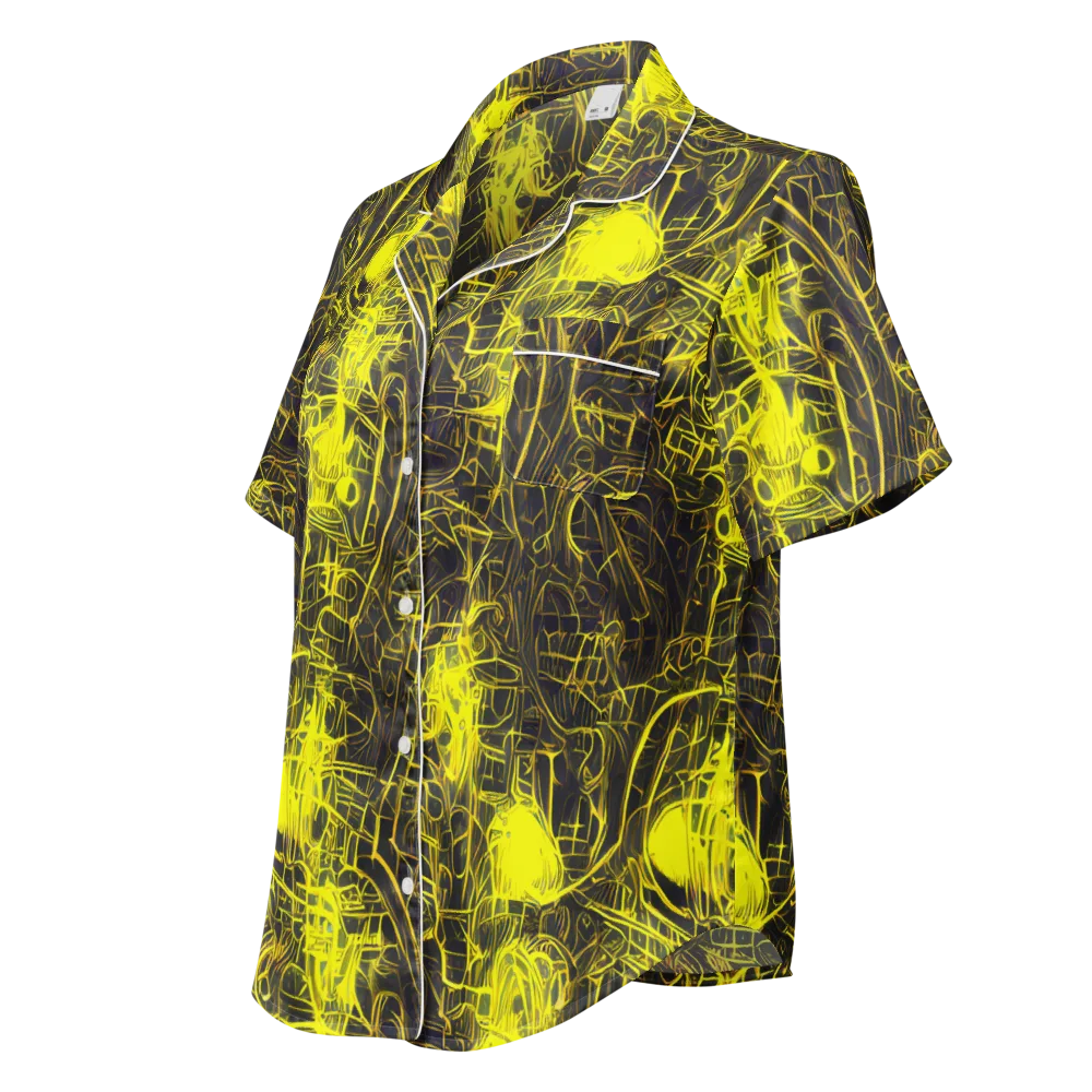 Acid Architecture on Women's Short Sleeve Pajama Top — Left Front