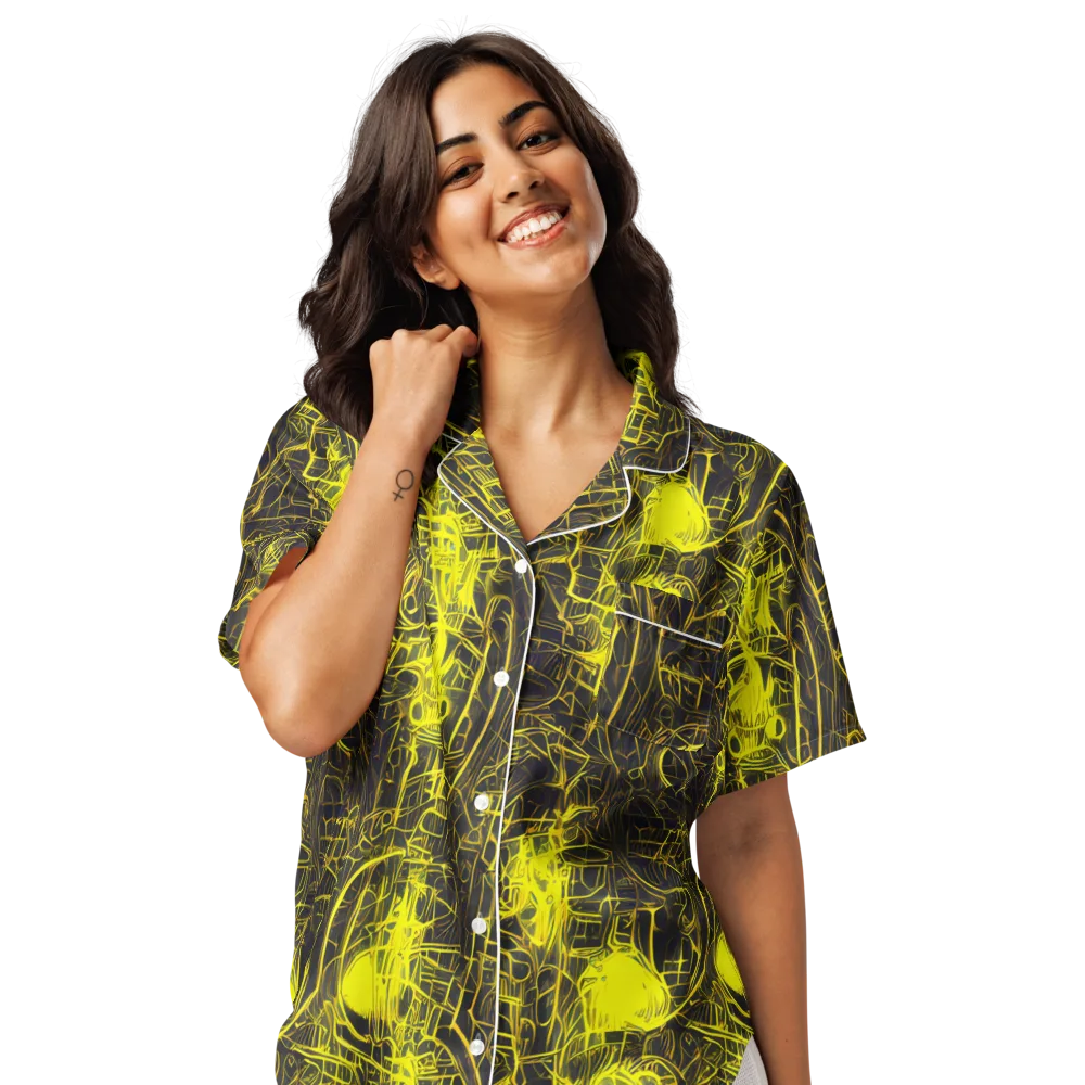 Acid Architecture on Women's Short Sleeve Pajama Top — Front