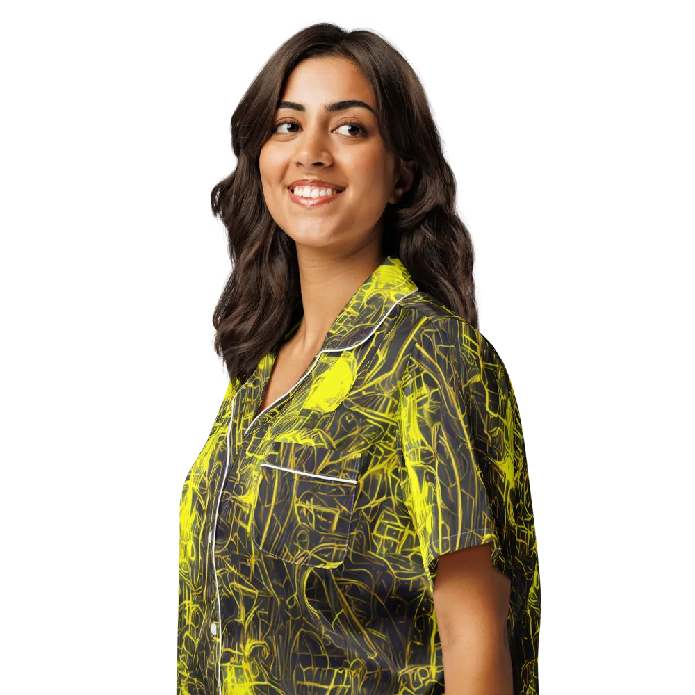 Acid Architecture on Women's Short Sleeve Pajama Top — Left Front