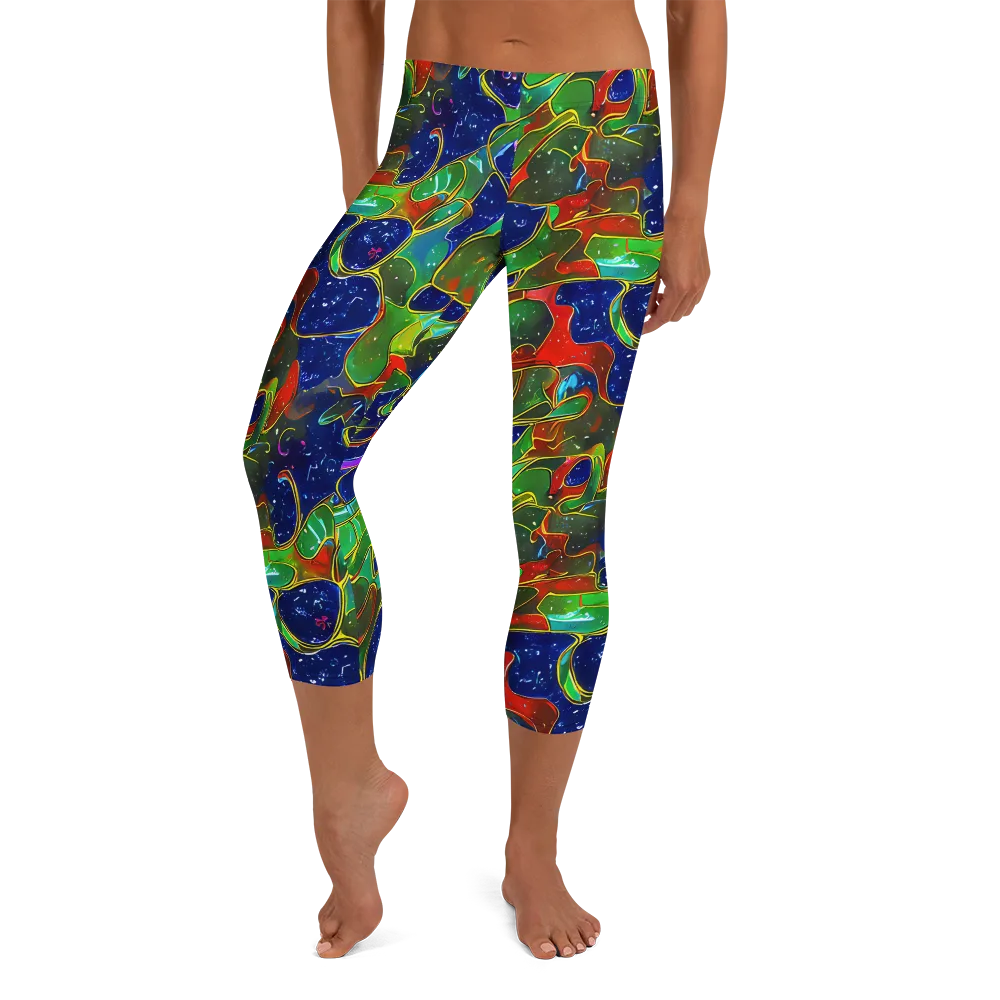 Acid Mosaic on Capri Leggings — Front