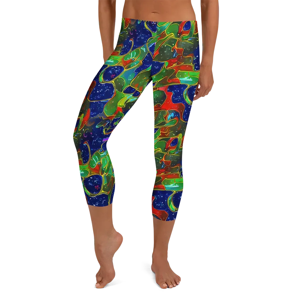 Acid Mosaic on Capri Leggings — Front