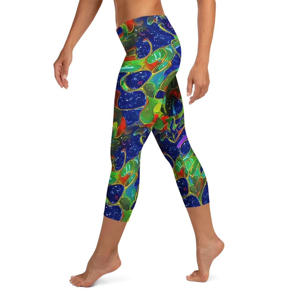 Acid Mosaic on Capri Leggings — Left