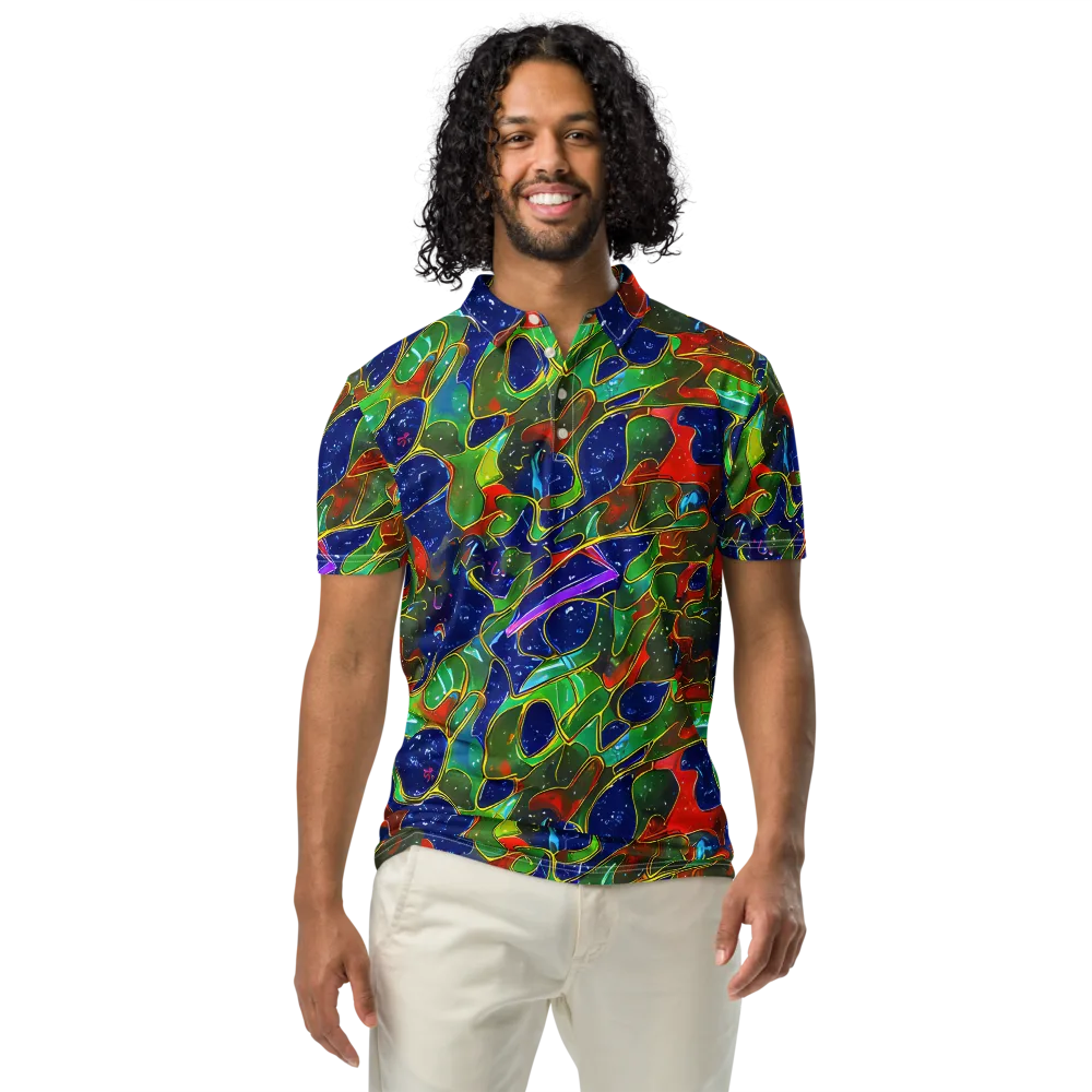 Acid Mosaic on Men's Slim Fit Polo Shirt — Front