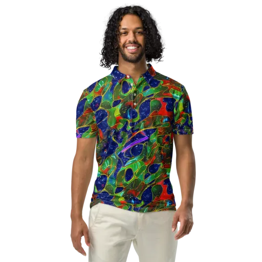 Acid Mosaic on a Men's Slim Fit Polo Shirt