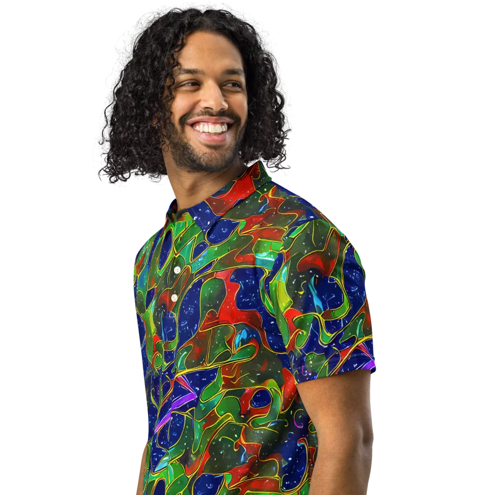 Acid Mosaic on Men's Slim Fit Polo Shirt — Left Front