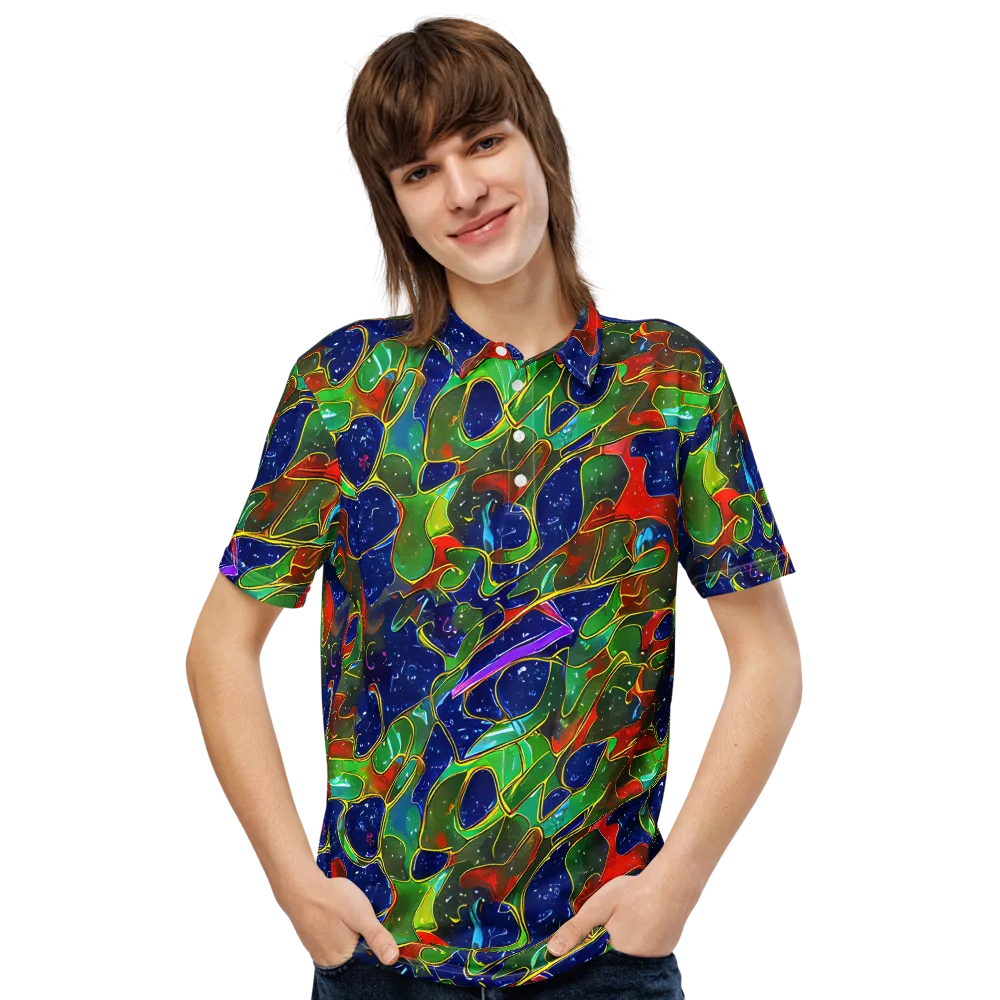 Acid Mosaic on Men's Slim Fit Polo Shirt — Front