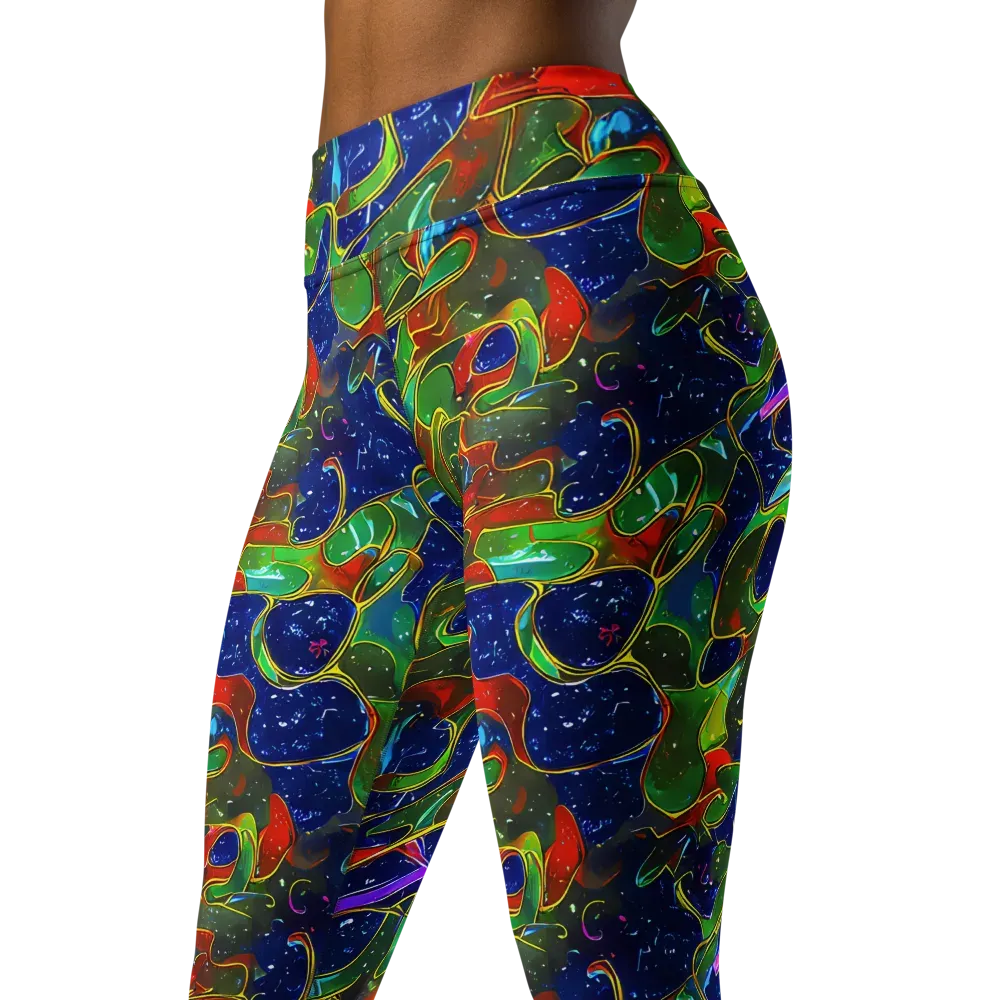 Acid Mosaic on Yoga Leggings — Left Front