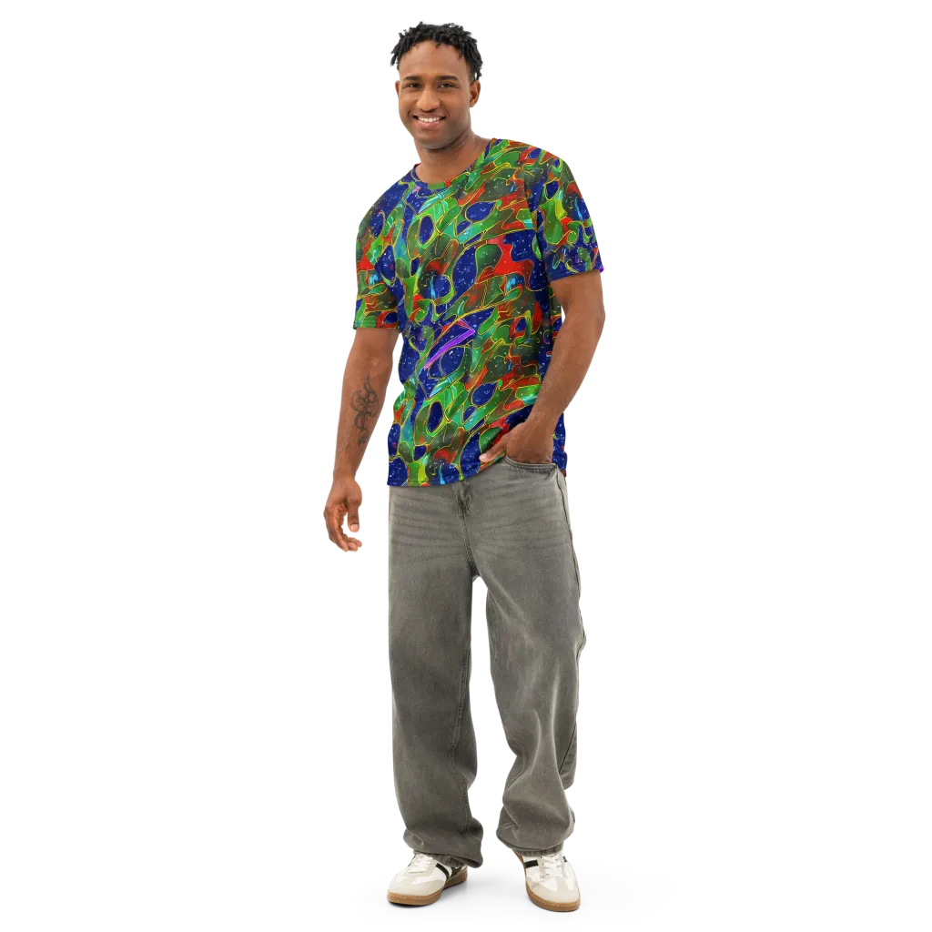 Acid Mosaic on Men's Cotton Crew Neck T-Shirt — Front