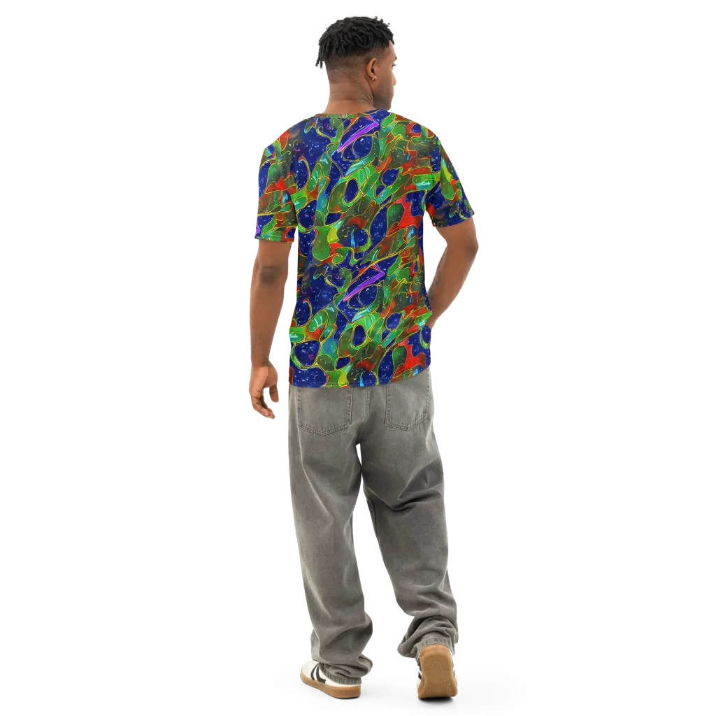 Acid Mosaic on Men's Cotton Crew Neck T-Shirt — Back