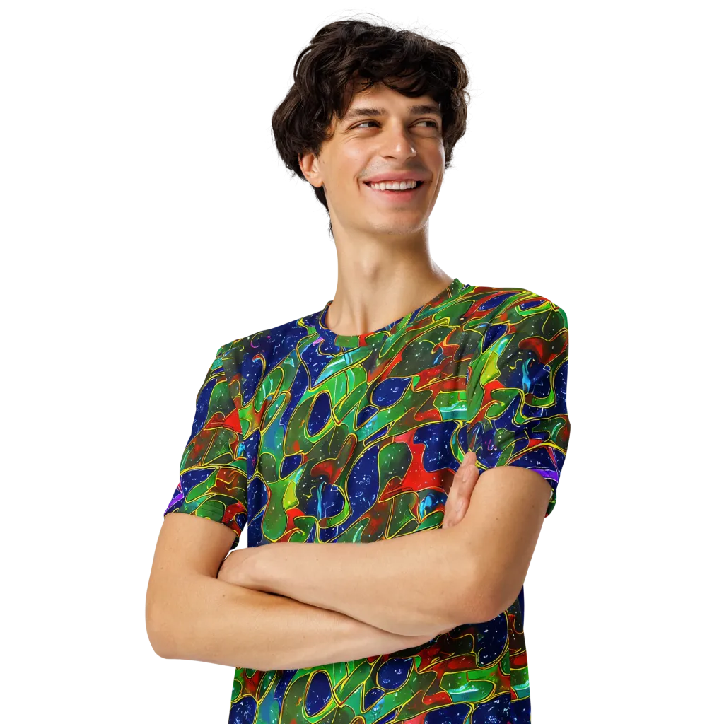 Acid Mosaic on Men's Crew Neck T-Shirt — Left Front