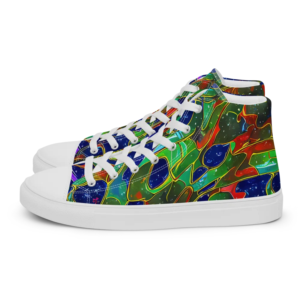 Acid Mosaic on Men's High Top Canvas Shoes — Left