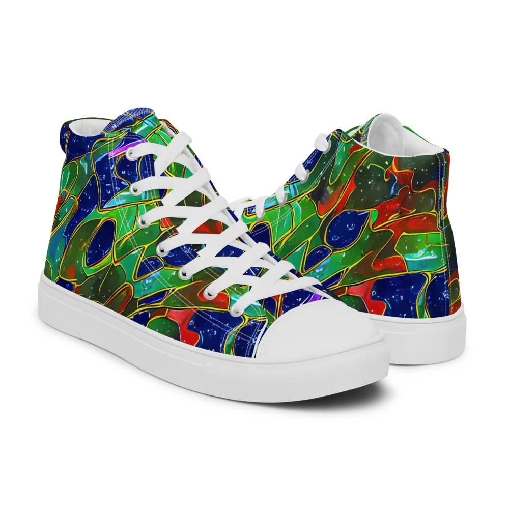 Acid Mosaic on Men's High Top Canvas Shoes — Right