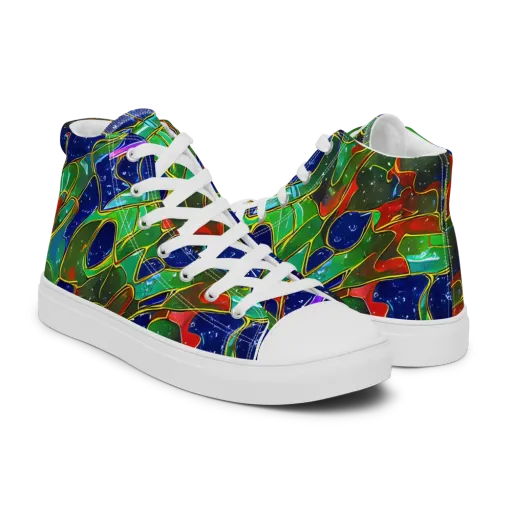 Acid Mosaic on a Men's High Top Canvas Shoes
