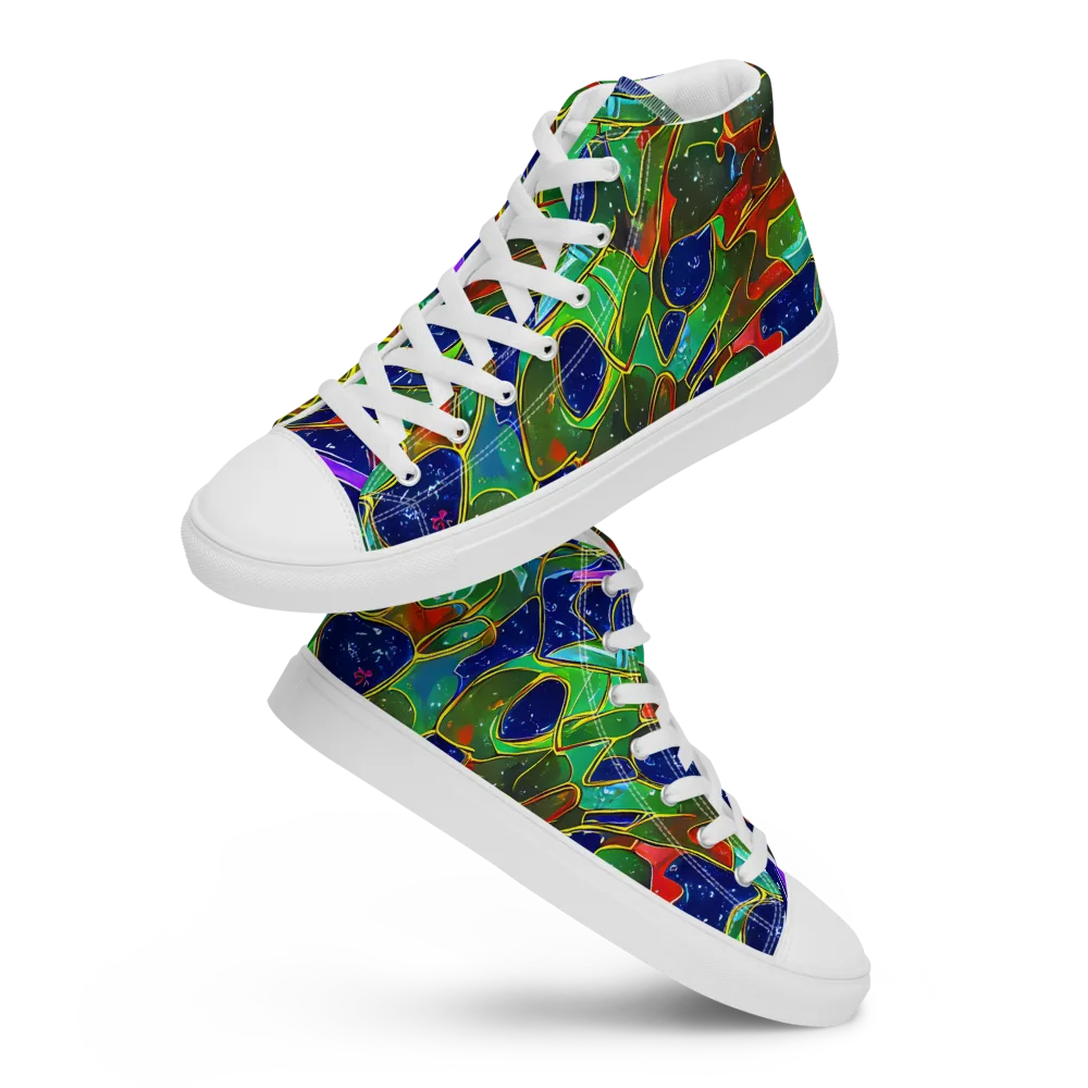 Acid Mosaic on Men's High Top Canvas Shoes — Front