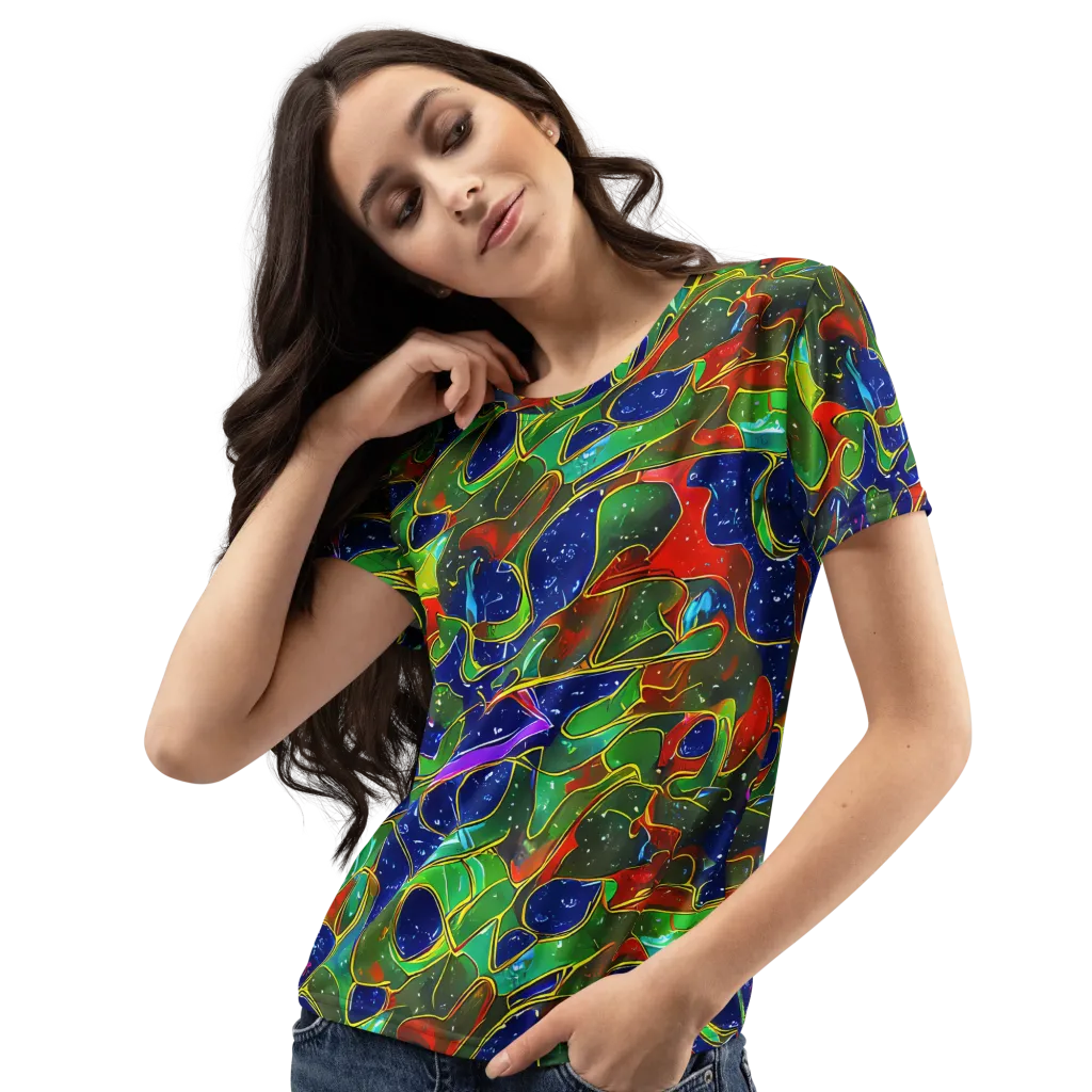 Acid Mosaic on Women's Crew Neck T-Shirt — Left Front
