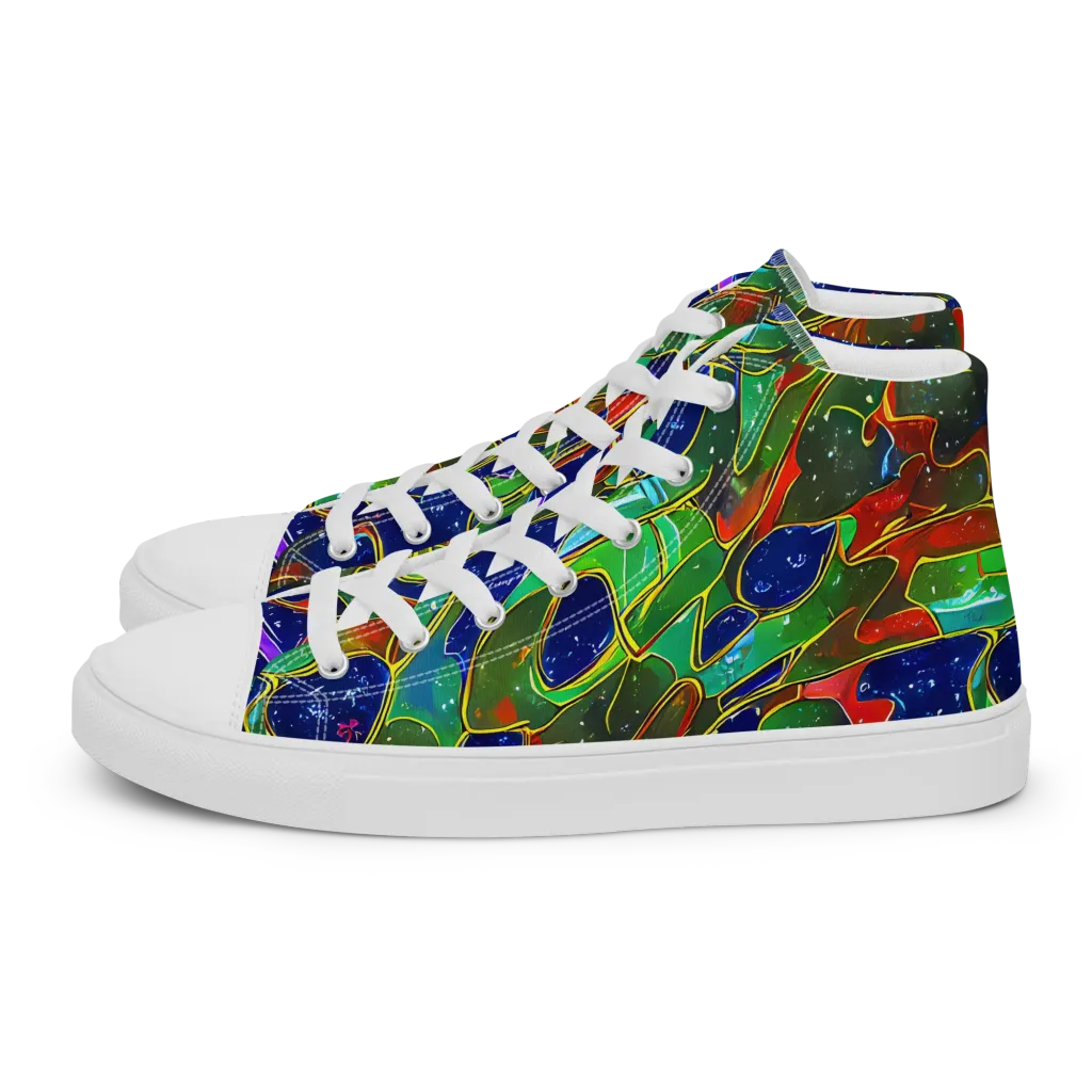 Acid Mosaic on Women's High Top Canvas Shoes — Left