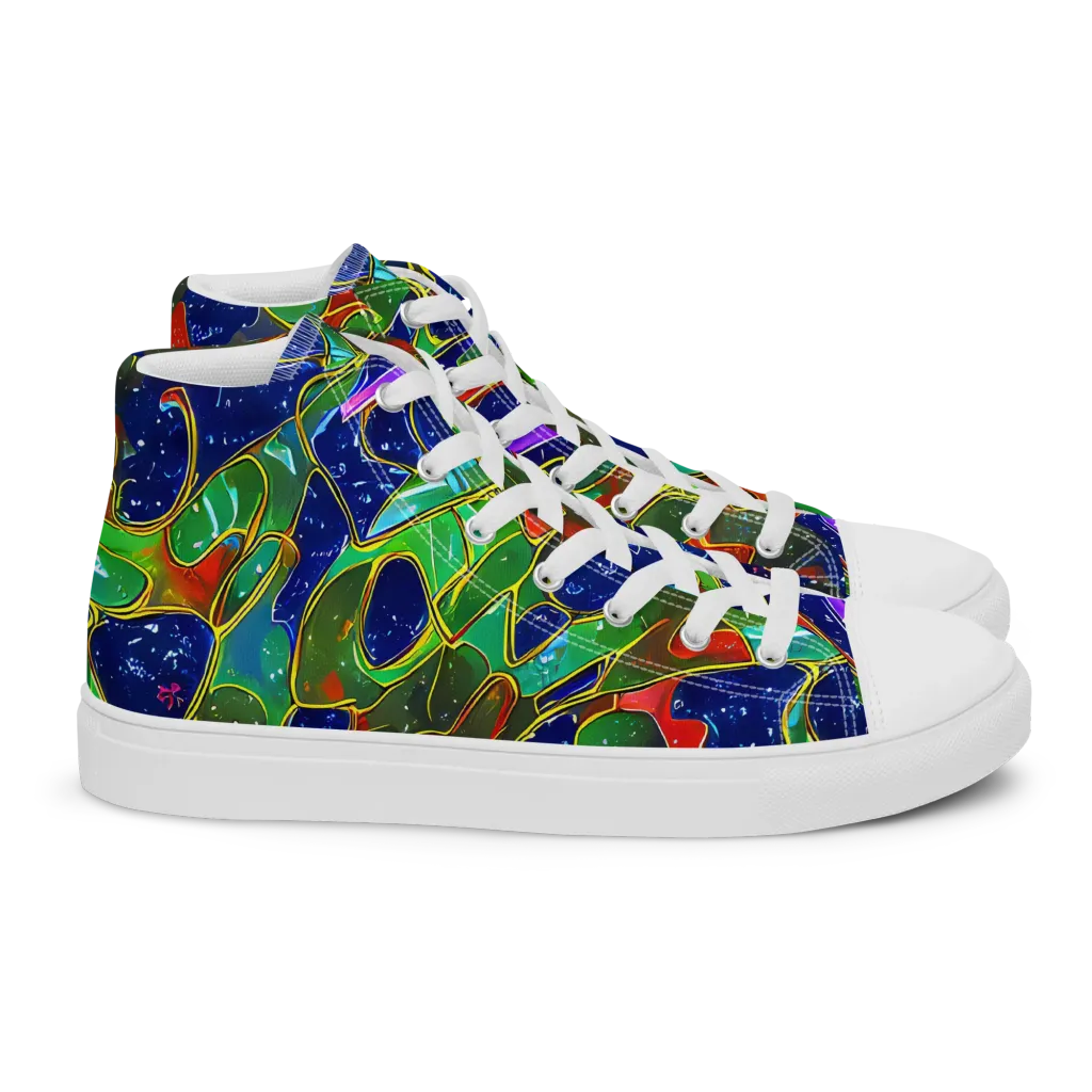 Acid Mosaic on Women's High Top Canvas Shoes — Right