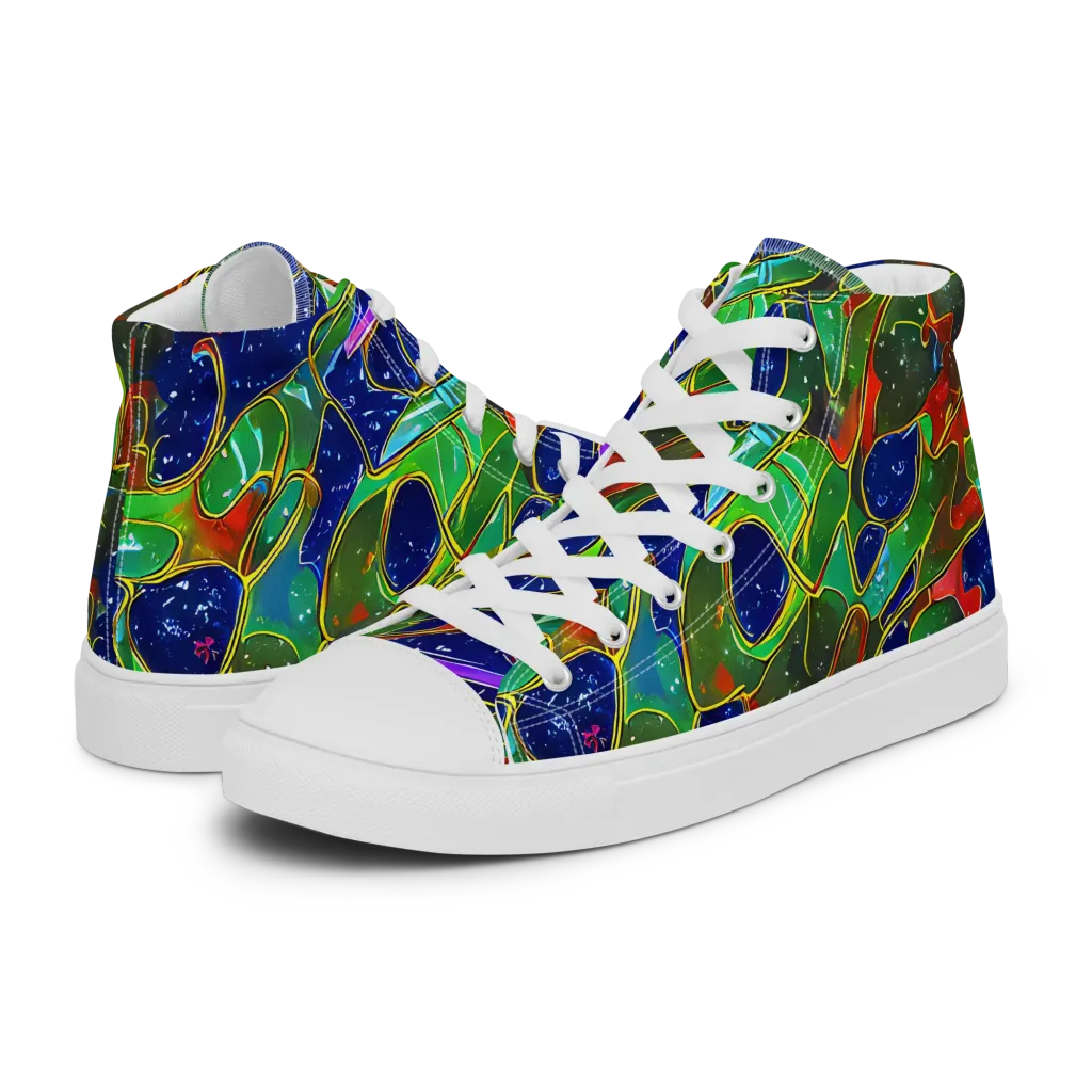 Acid Mosaic on Women's High Top Canvas Shoes — Left