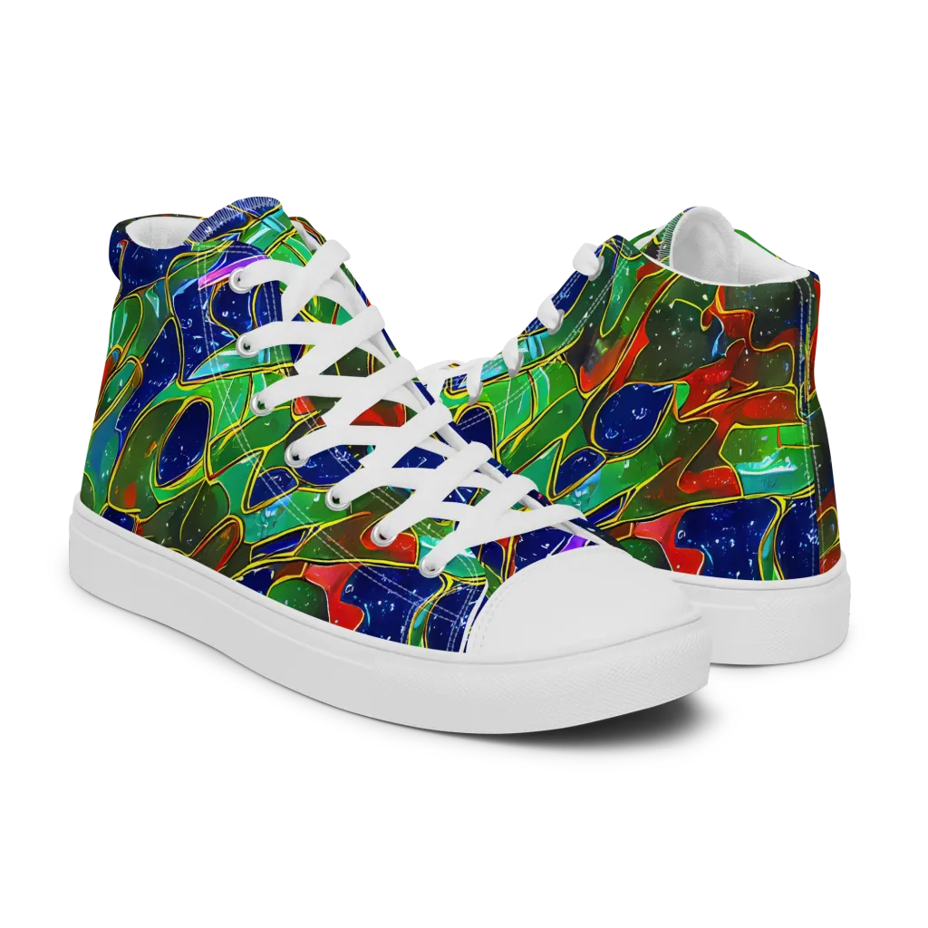 Acid Mosaic on Women's High Top Canvas Shoes — Right