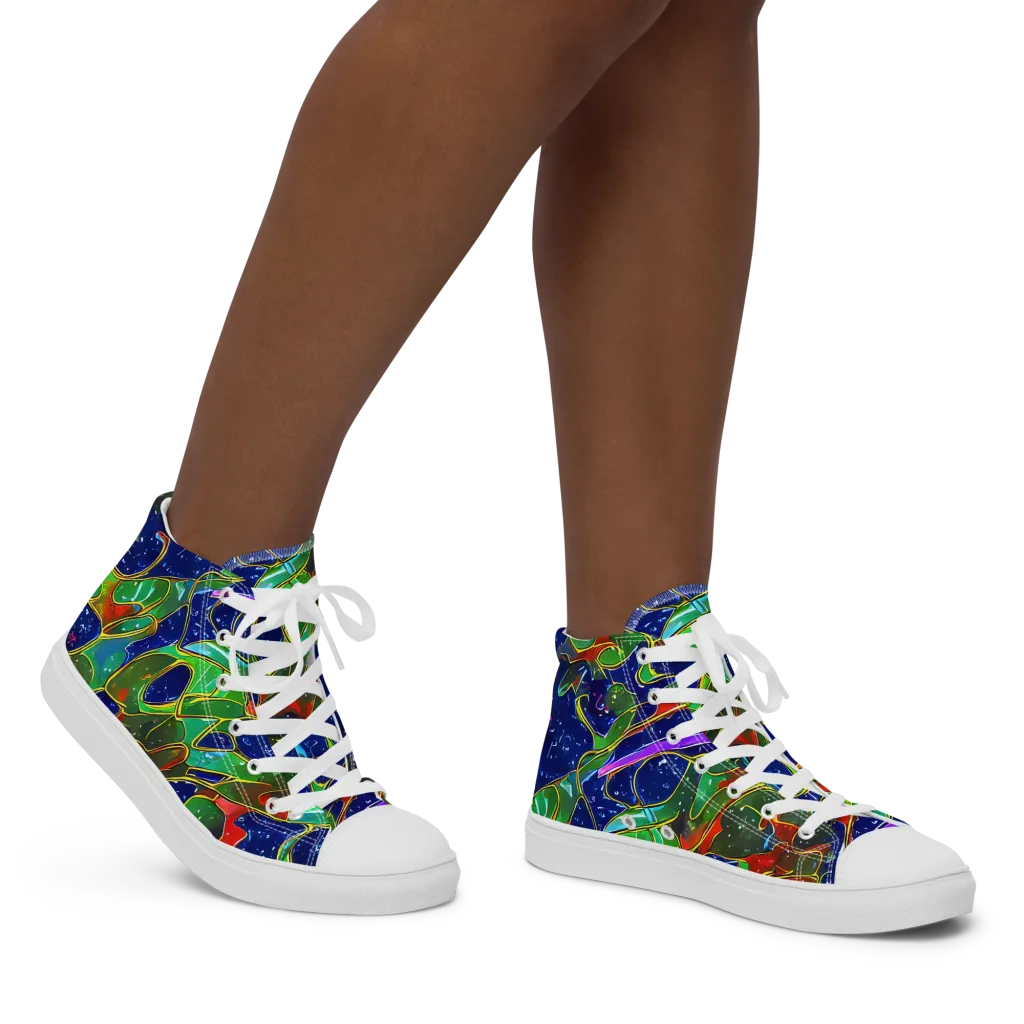 Acid Mosaic on Women's High Top Canvas Shoes — Right