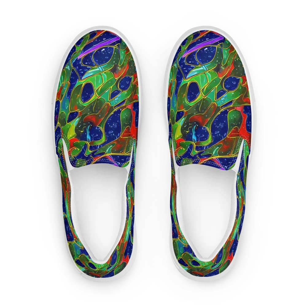 Acid Mosaic on Men's Slip-On Canvas Shoes — Front