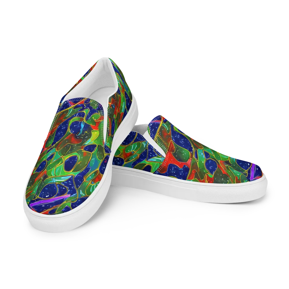 Acid Mosaic on Men's Slip-On Canvas Shoes — Left Front