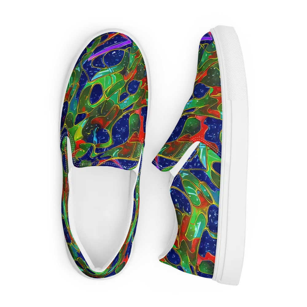Acid Mosaic on Men's Slip-On Canvas Shoes — Front