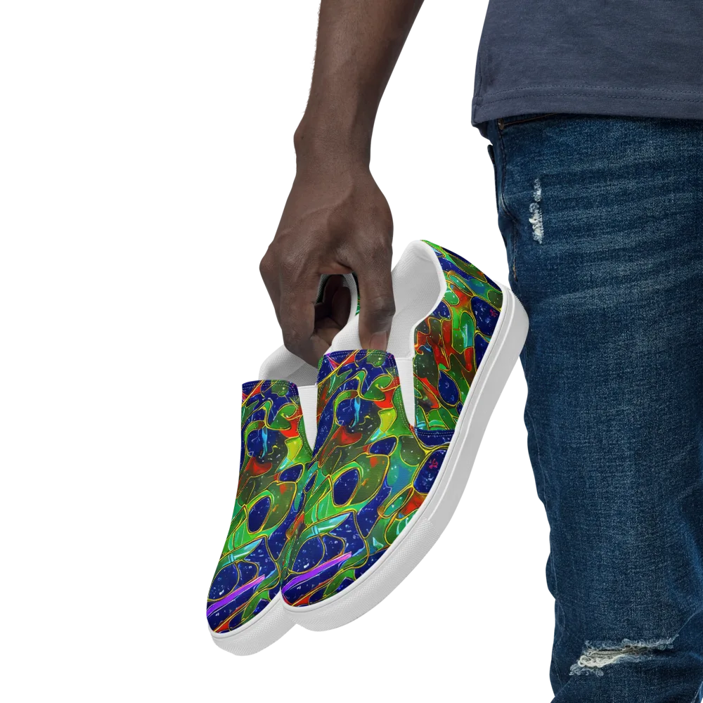 Acid Mosaic on Men's Slip-On Canvas Shoes — Left Front