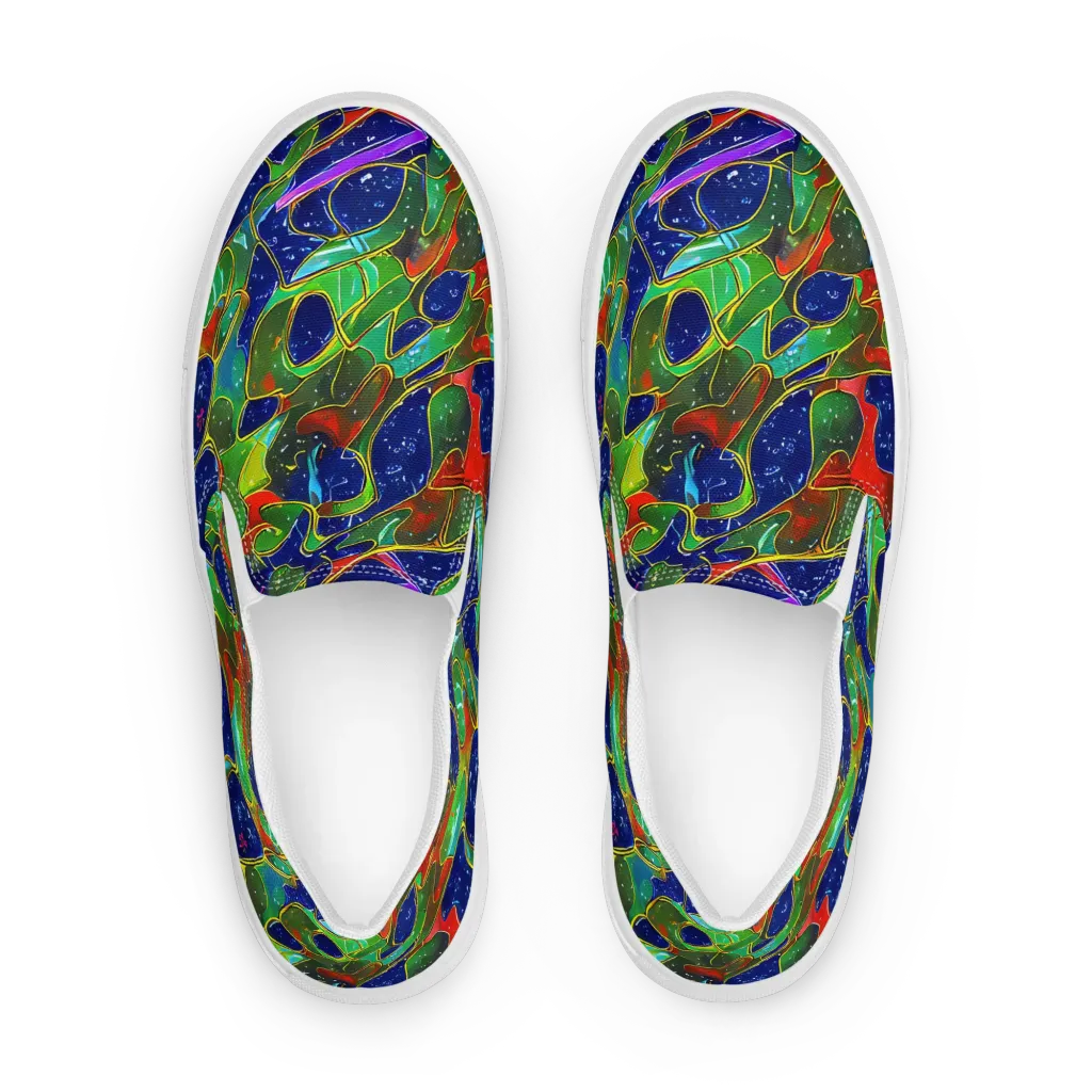 Acid Mosaic on Women's Slip-On Canvas Shoes — Front