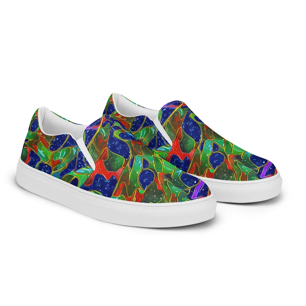 Acid Mosaic on Women's Slip-On Canvas Shoes — Right Front