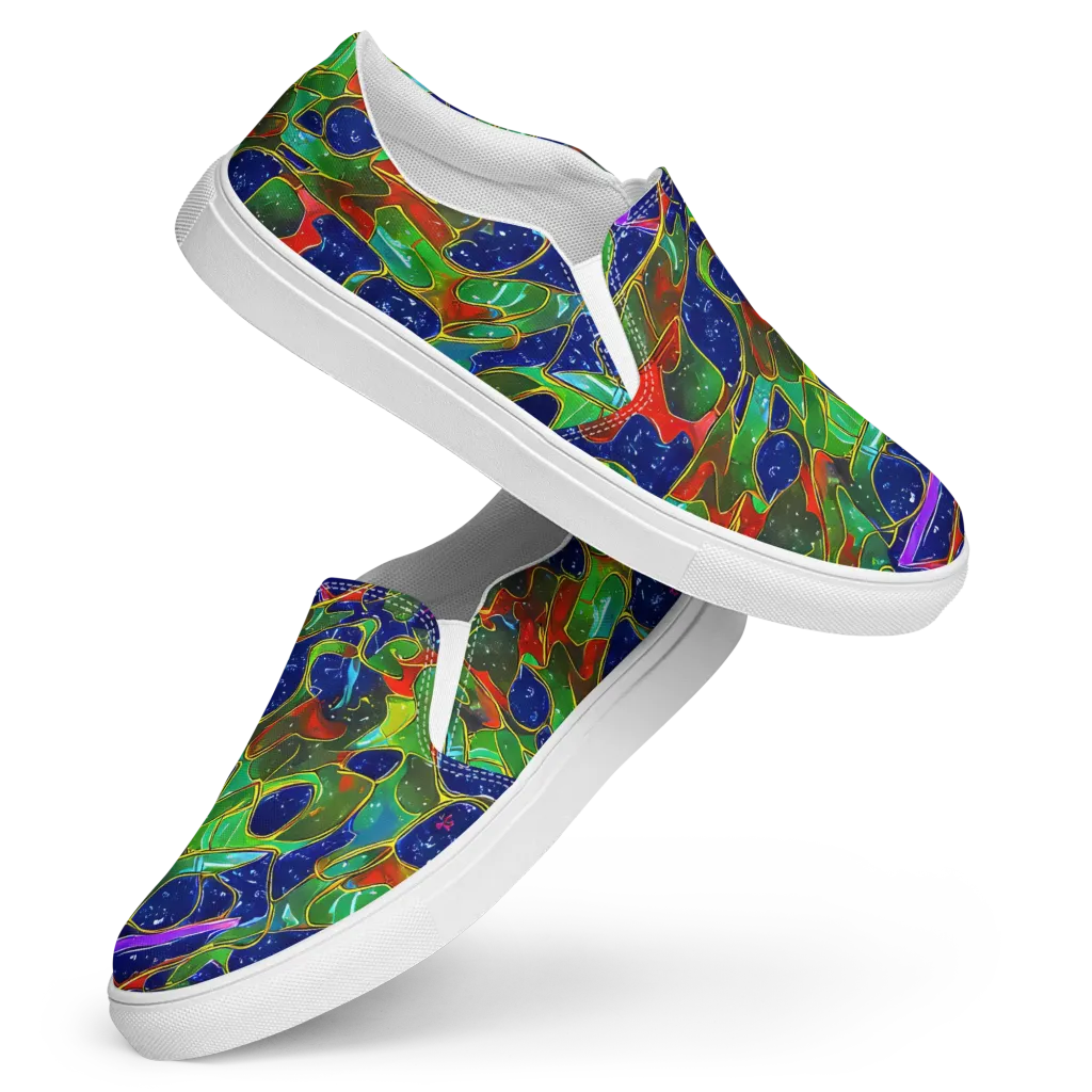 Acid Mosaic on Women's Slip-On Canvas Shoes — Front