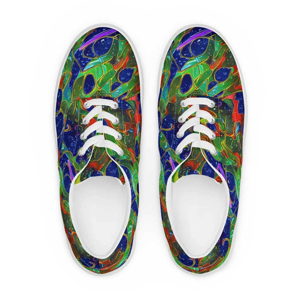 Acid Mosaic on Men's Lace-Up Canvas Shoes — Front