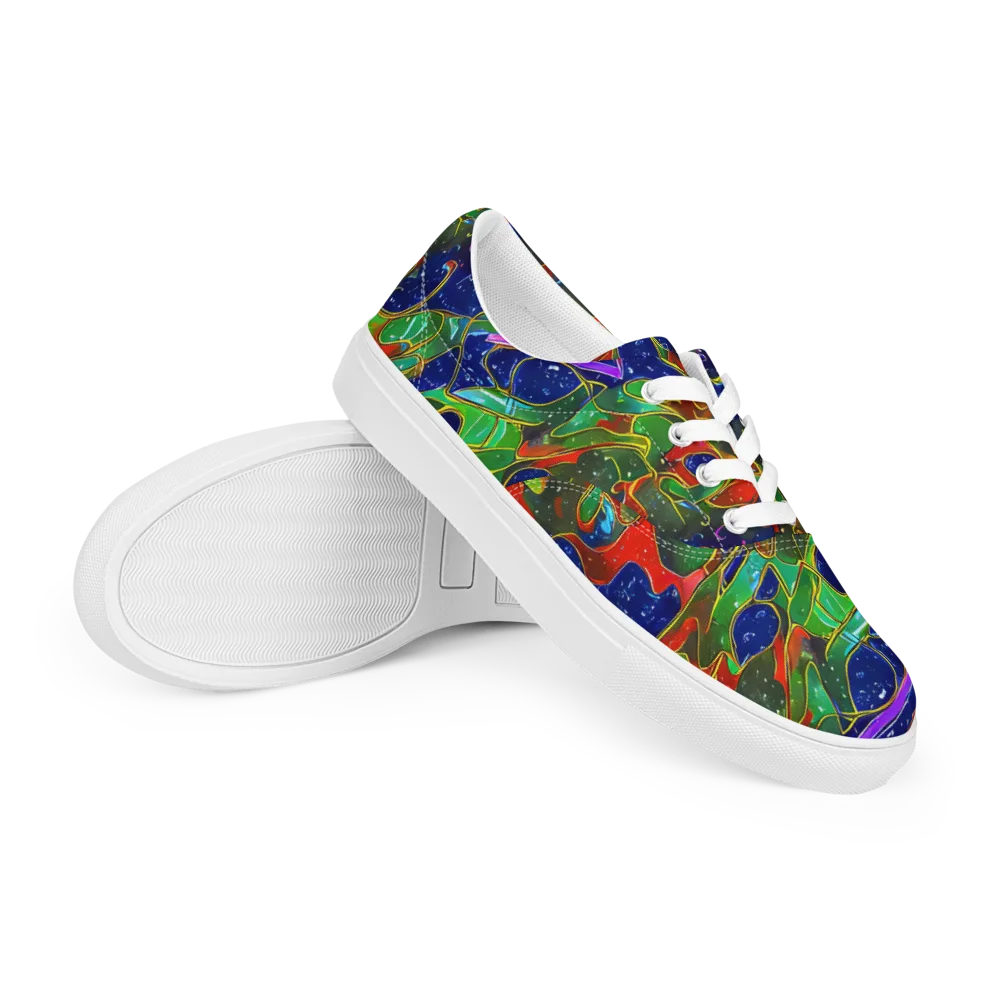 Acid Mosaic on Men's Lace-Up Canvas Shoes — Right Front