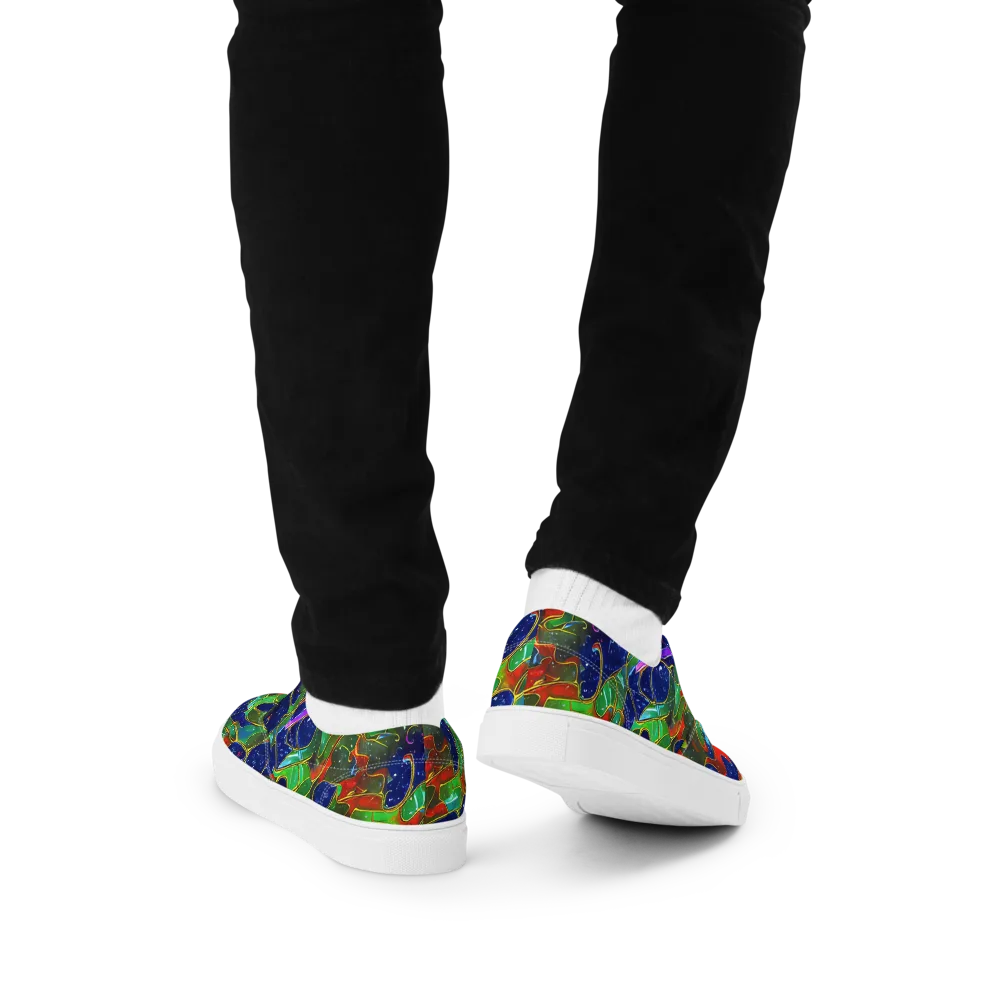 Acid Mosaic on Men's Lace-Up Canvas Shoes — Back
