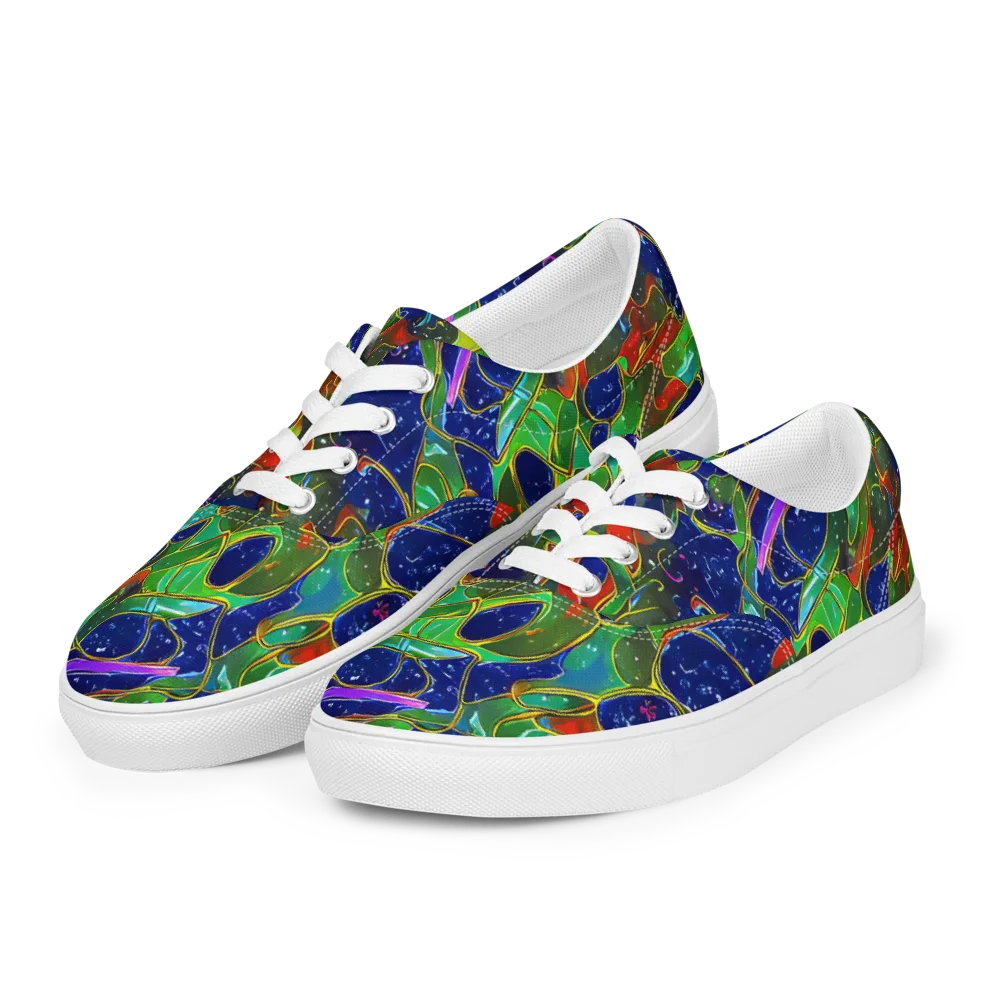 Acid Mosaic on Men's Lace-Up Canvas Shoes — Left Front