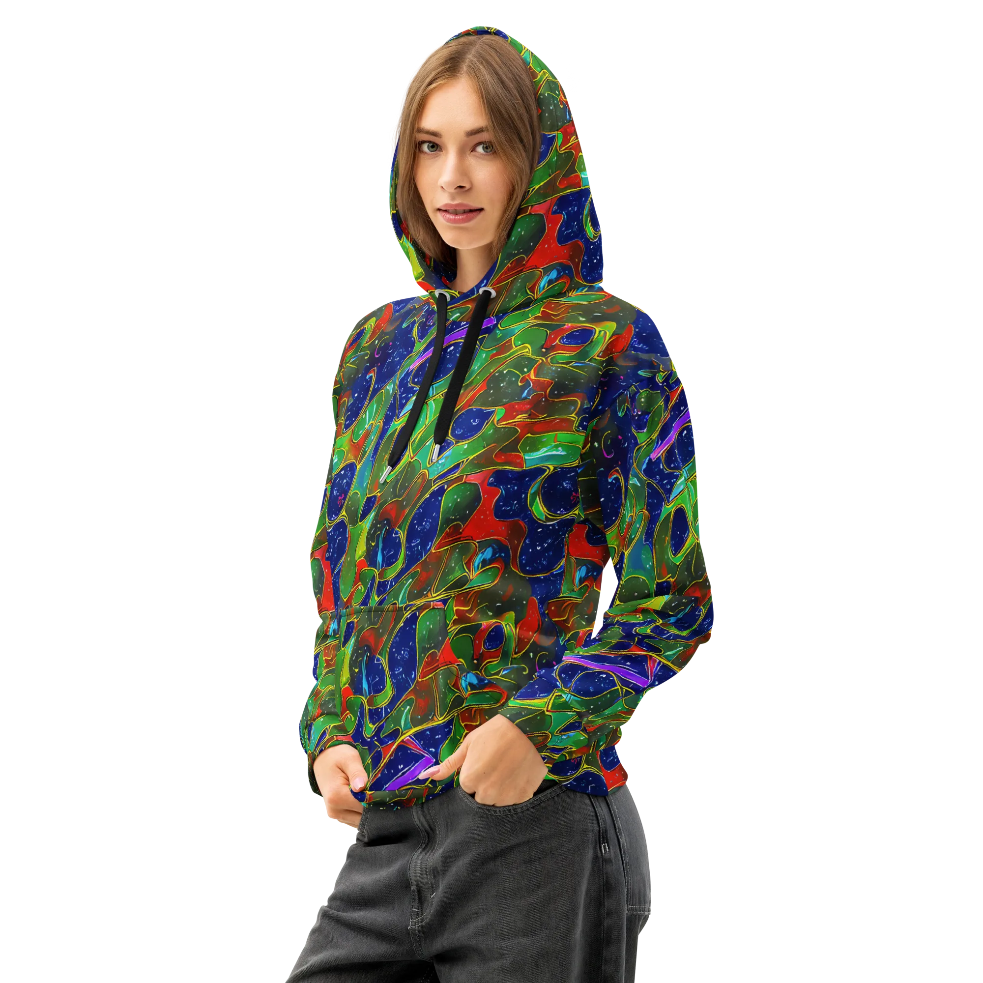 Acid Mosaic on Cotton Hoodie — Left Front
