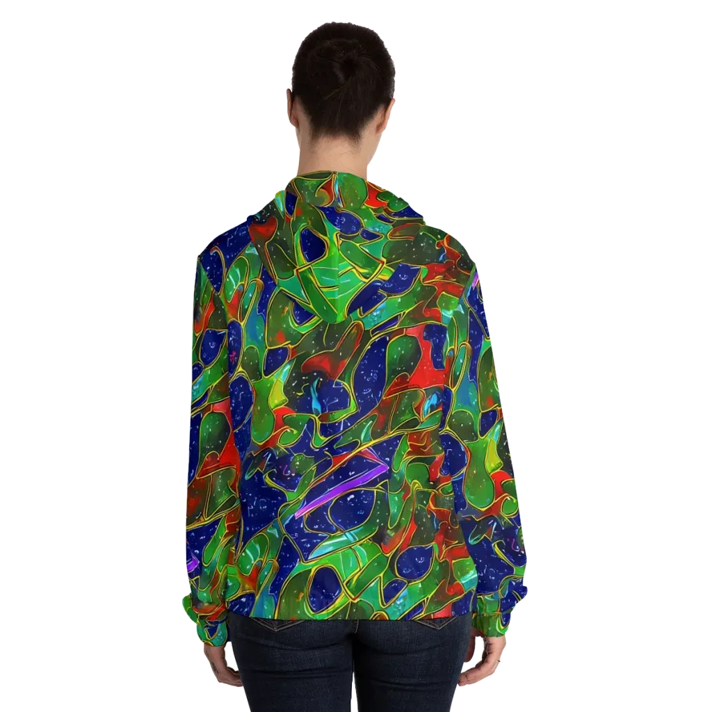 Acid Mosaic on Women's Full-Zip Hoodie — Back On Person